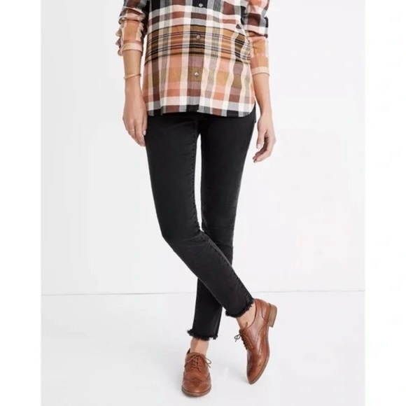 Madewell Maternity Skinny Jeans Women’s 29 Black Stonewashed Raw Hem Stretch EUC - Picture 2 of 16